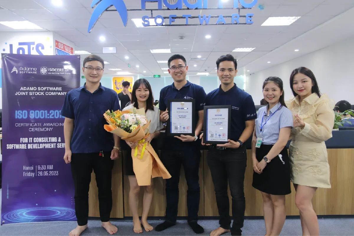 Adamo in the day of receiving iSO 9001:2015 for IT software development