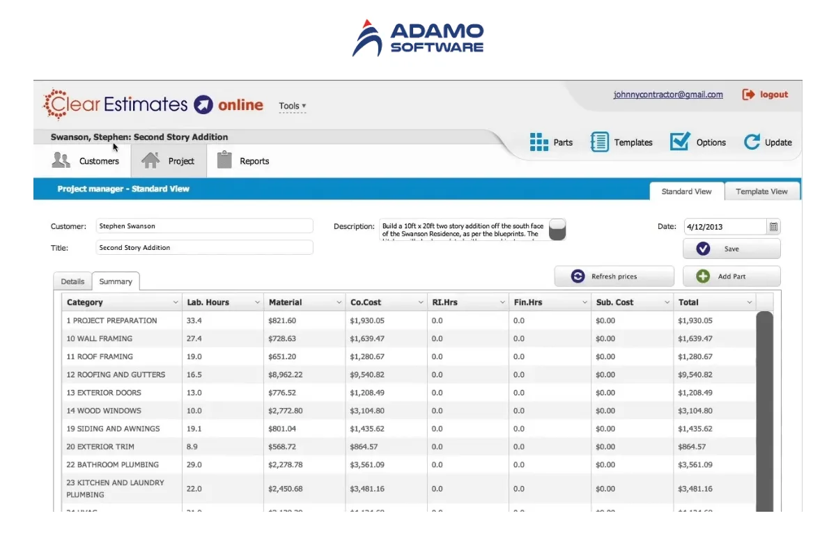 Best Construction Estimating Software - clear estimates | Adamo Software best-construction-estimating-software-5