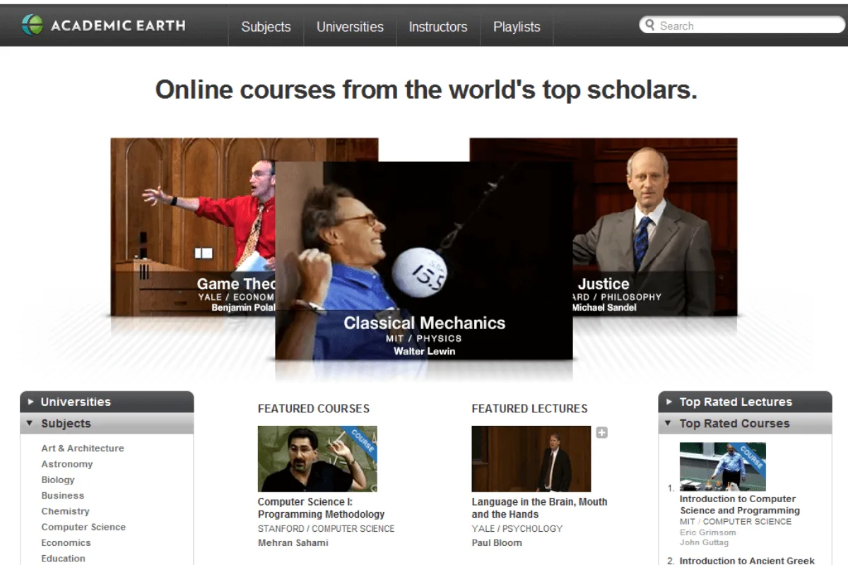 Academic Earth | Adamo Software best-free-e-learning-platform-3