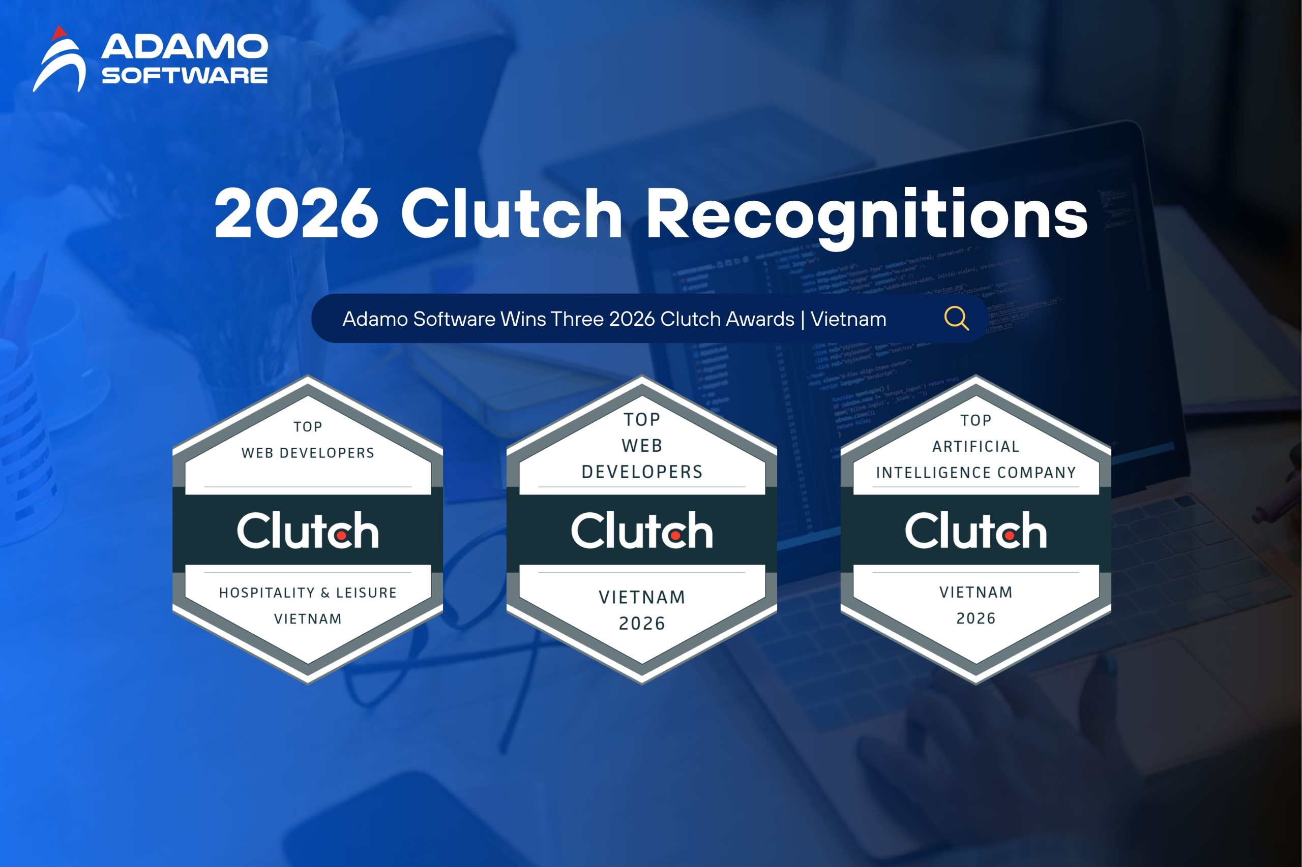 Adamo Software 2026 Clutch award badge